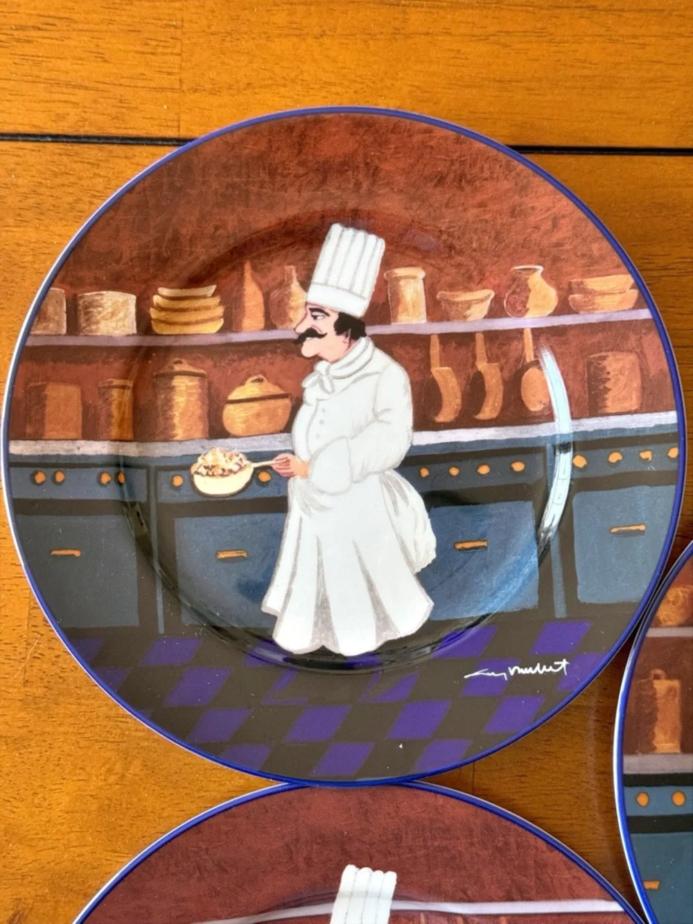 Williams-Sonoma Guy Buffet French Chef 8.25”in Plates Vintage Made in Japan 5 Pc